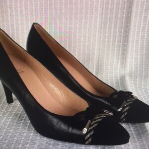 Nina Black Heels with Bow Accent